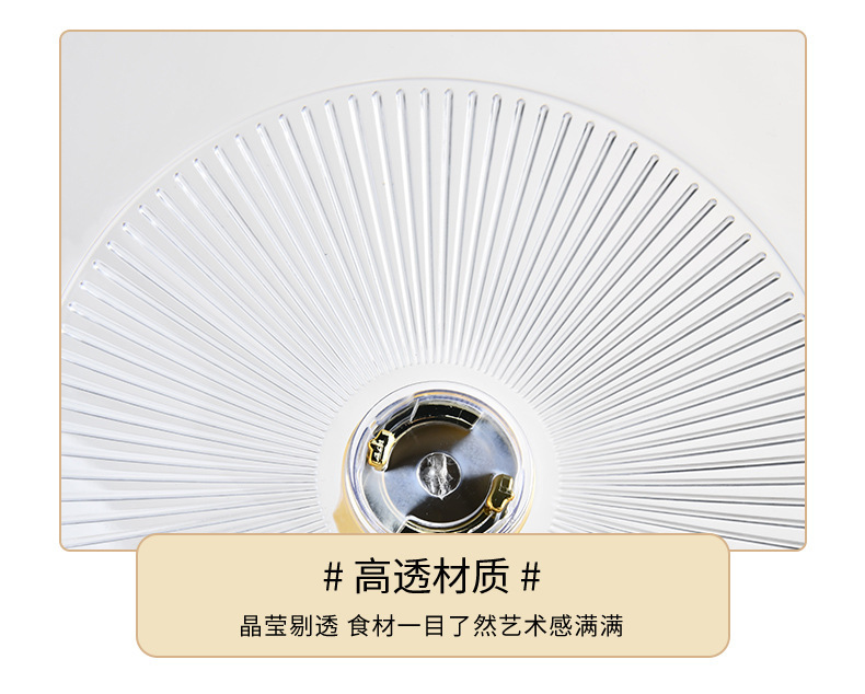 幼儿园糖果存放盘子透明带盖水果盘椭圆锤纹金边带盖果篮厂家批发详情14