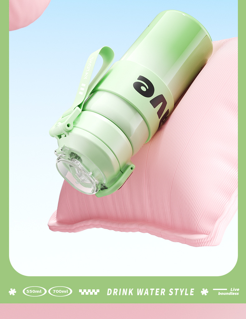 Shangtai Simple and portable insulated cold Cup, one-button pop-up lid, trendy gradient with handle, large-capacity double-drinking insulated cup pic 12