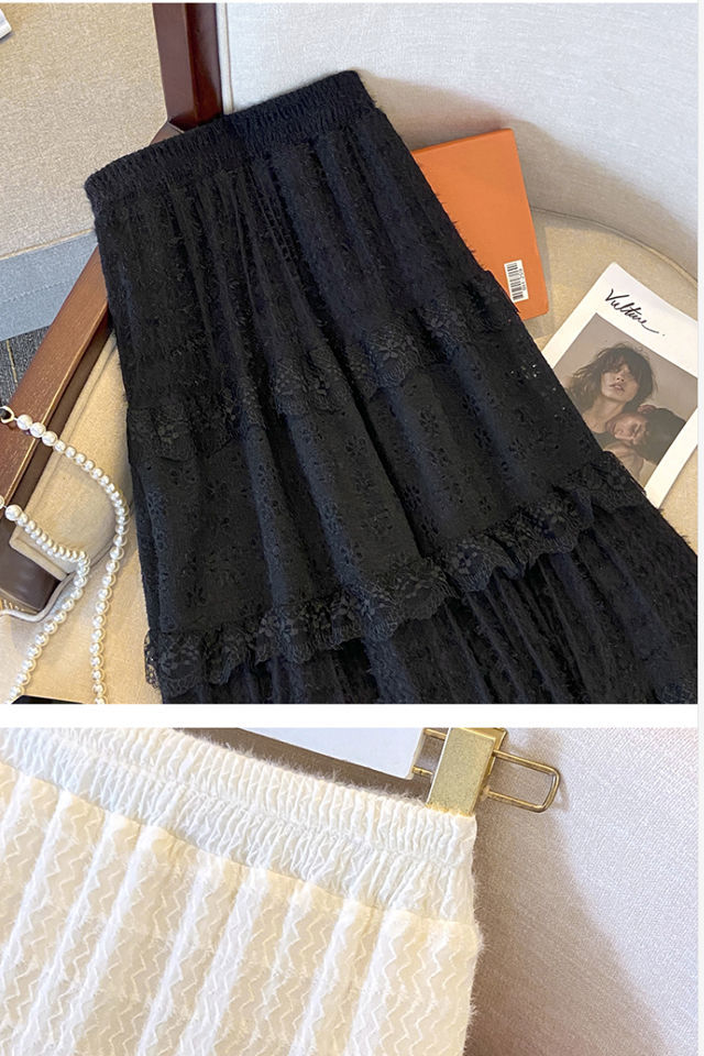 寻款法式春夏蕾丝温柔2024镂空蛋糕新款高腰拼接显瘦半身裙长裙详情12