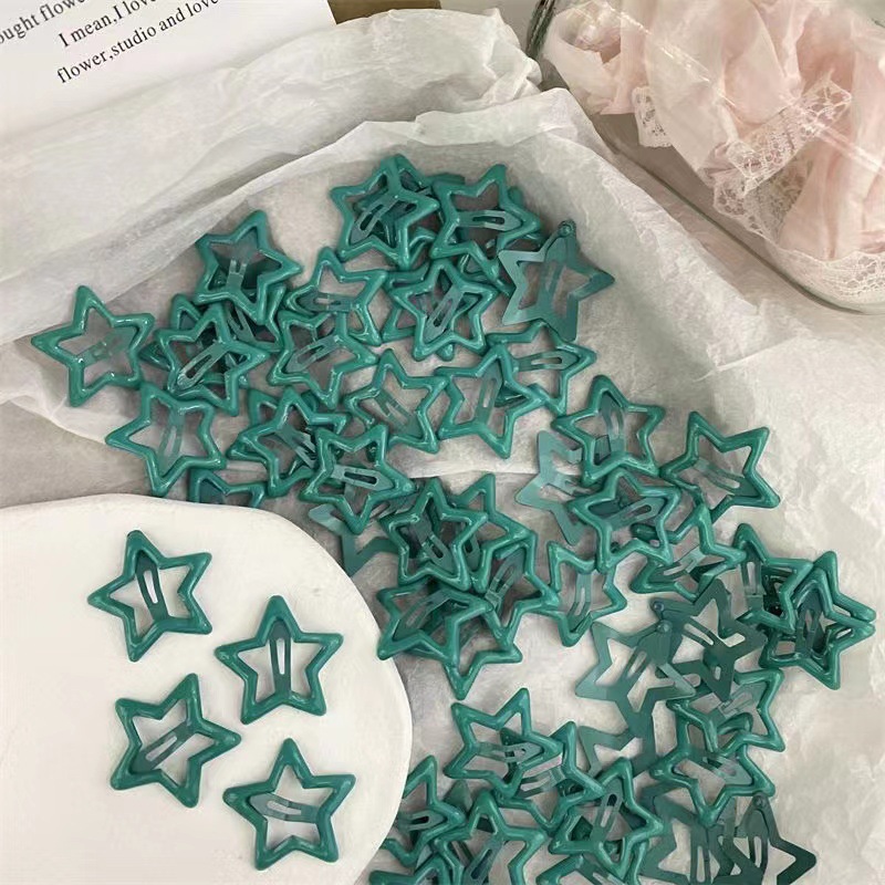 ins Star Pair five-pointed star bb hairpin clip, energetic girl hairpin, princess bangs hairpin clip pic 1
