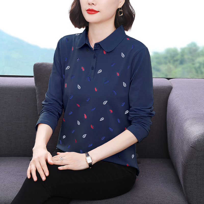 妈妈装2024年秋季新款长袖女T恤高级感小众设计宽松显瘦拼接上衣详情20