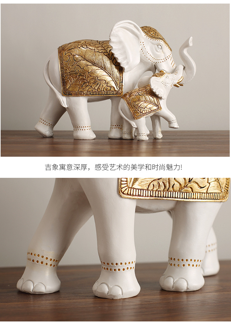 创意招财吉祥大象树脂工艺品摆件田园客厅电视柜玄关酒柜摆设装饰国潮详情12