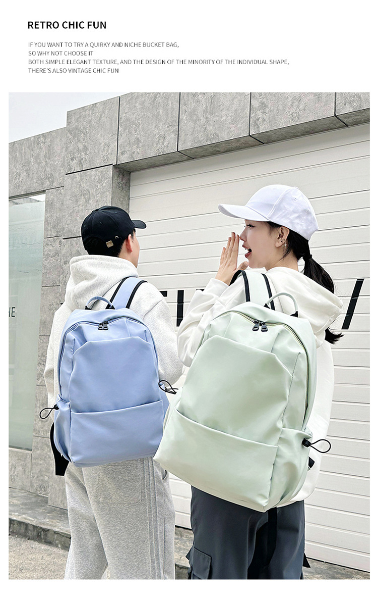 森系大容量休闲双肩包ins韩版纯色百搭初高中学生书包定制印logo详情7