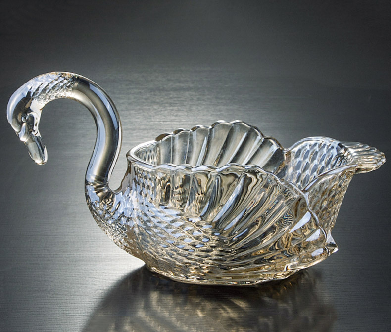 欧式家用分格玻璃水果盘客厅水果篮创意水晶糖果盘干果盘天鹅果斗详情7