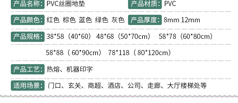 源头厂家PVC丝圈地垫印字Logo英文欢迎光临进门垫出入户门口地垫详情3