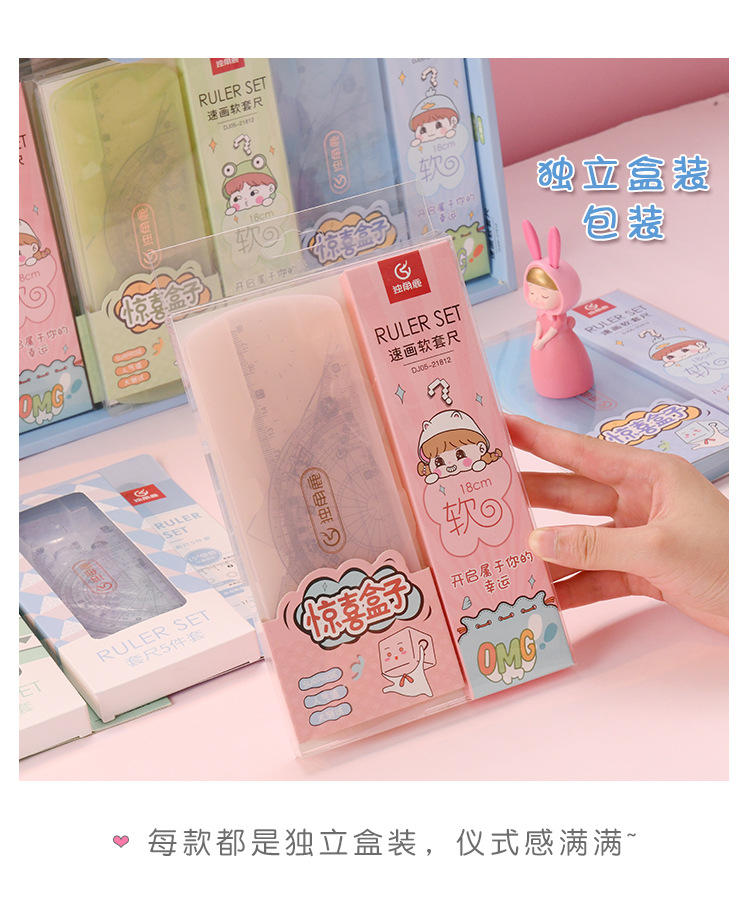 Transparent plastic rulers, soft sleeve rulers, creative stationery for students to start school, Kebei Zhan brand manufacturer wholesale blind boxes pic 5