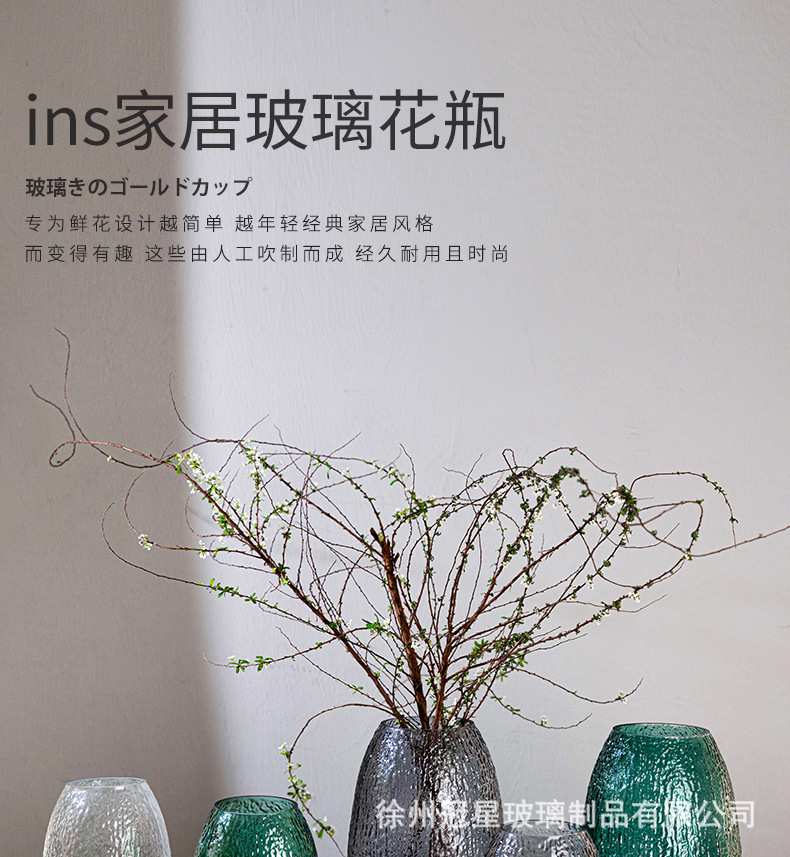新款复古菩提玻璃花瓶水培绿植鲜花客厅插花富贵竹装饰品摆件批发详情2