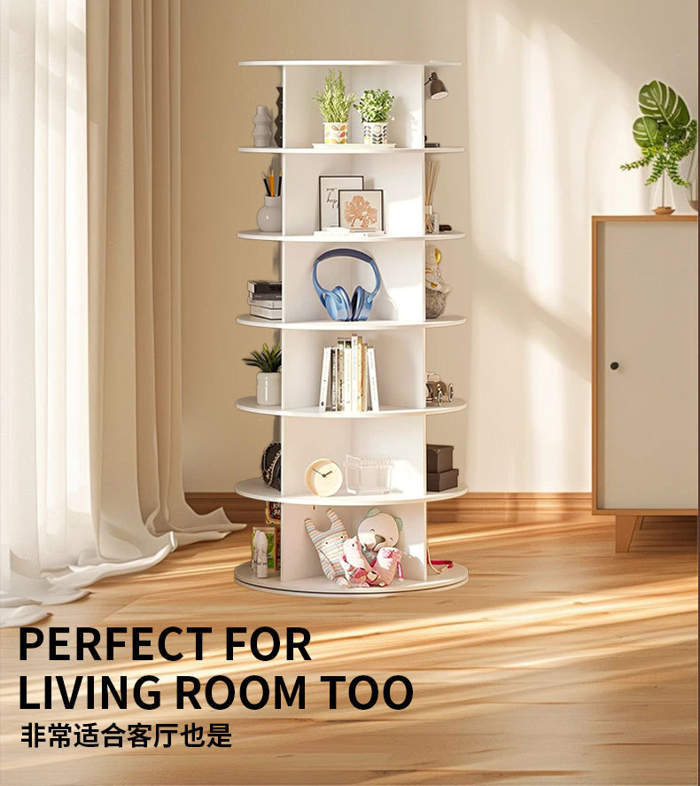Rotating shoe rack, high appearance level, multi-layer floor storage rack for home use, bookshelf, large-capacity bag and hat storage and display rack pic 3