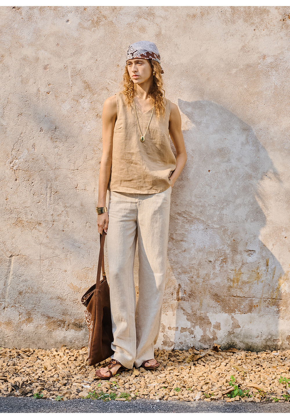 Linen loose straight-leg pants for commuting, long pants with a high-quality feel for old money, high-waisted fashionable linen casual pants for women in spring and summer pic 23