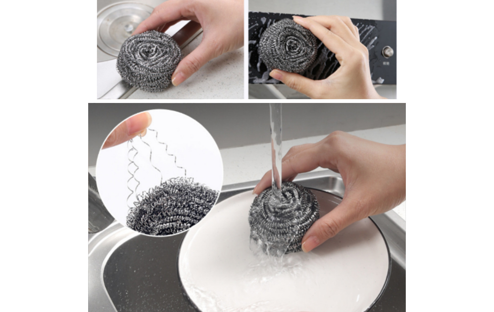Household steel wool balls, stainless steel cleaning balls, pot brushes, dish brushes, steel wool balls, kitchen dish cleaning balls, OKS pic 11