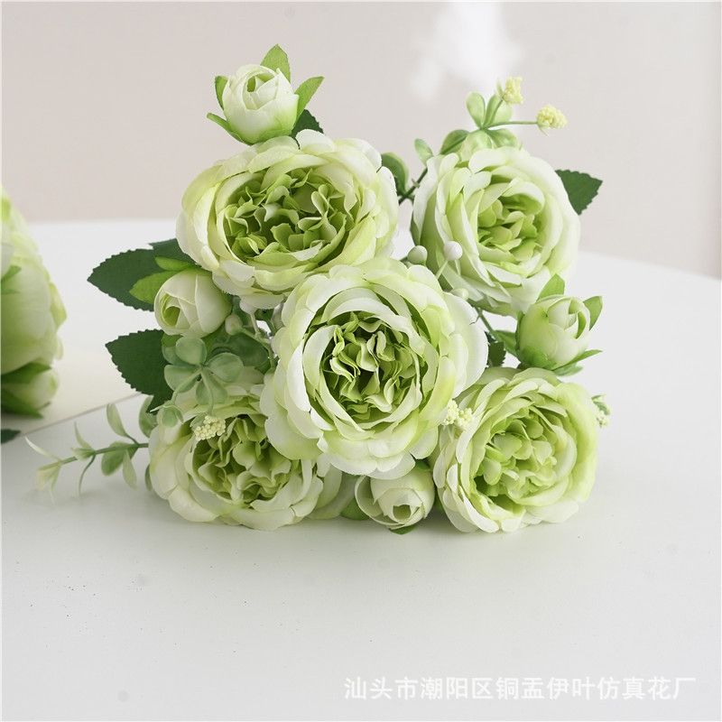 9色 仿真花春色牡丹 芍药玫瑰花家居摆件婚庆手捧花路引桌面装饰详情24