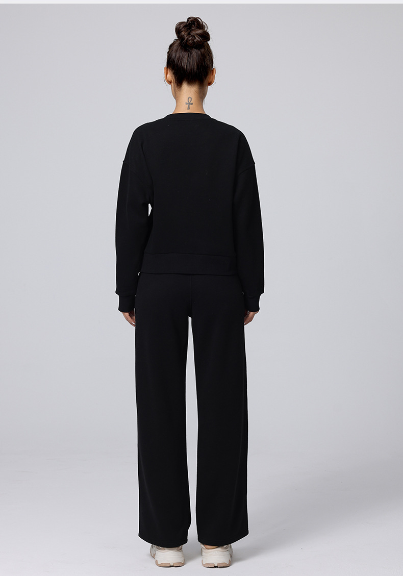 High-waisted yoga pants for autumn and winter, casual straight-leg wide-leg pants, Scuba versatile for commuting, running with fleece sweatpants for women pic 20