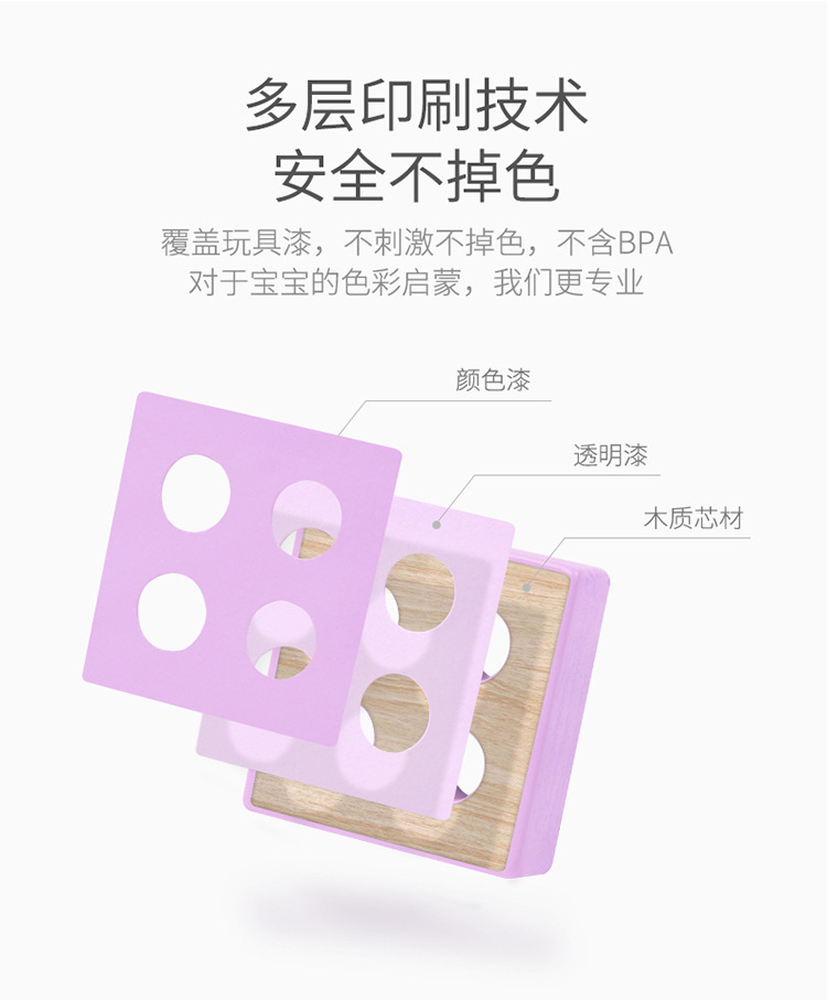 威威虎套柱蒙氏早教形状认知配对积木儿童木制套柱亚马逊益智玩具详情7