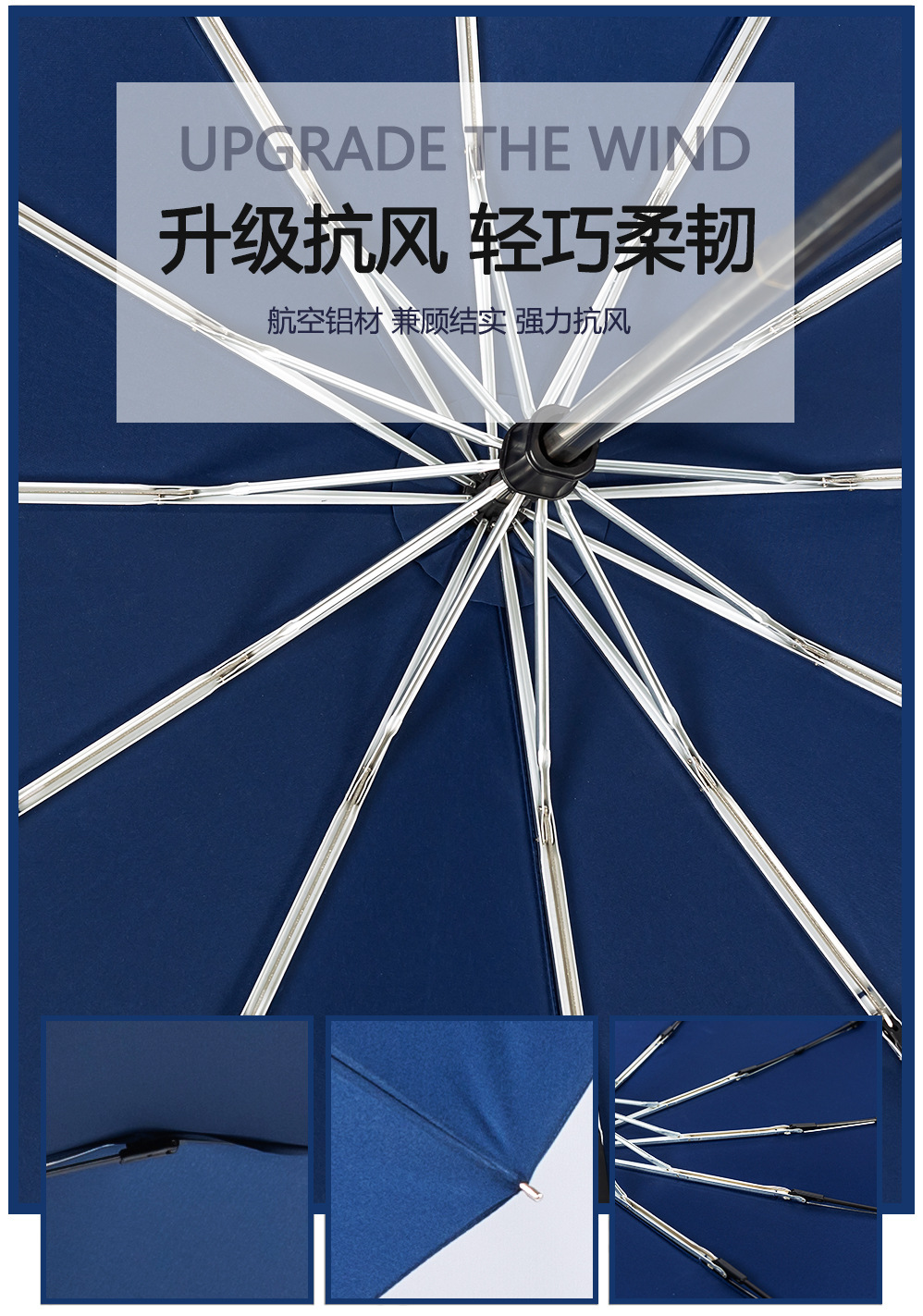 27寸三折伞手动开收12骨加固合金架晴雨伞男士商务广告伞印刷logo详情9