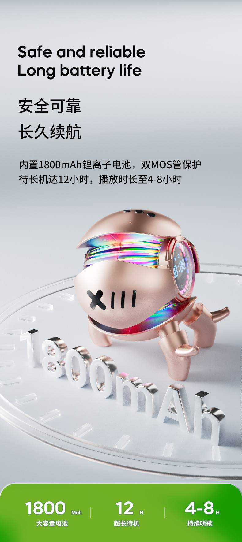 新品WIFI豆包Deepseek大模型AI智能音箱机甲怪兽蓝牙闹钟摆件音响详情13