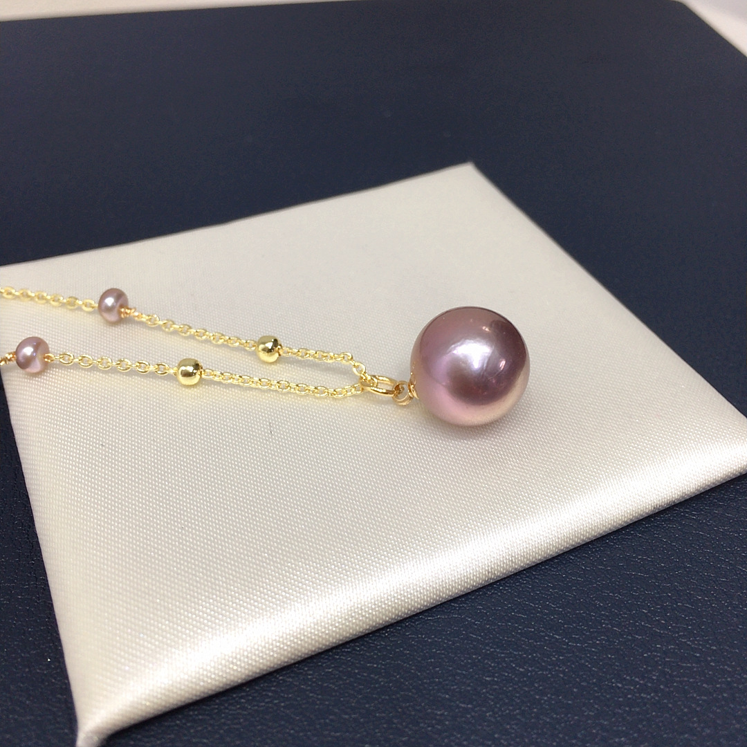 诸暨精致爱迪生淡水珍珠吊坠项链18K包金满天星首饰礼物批发直播详情4