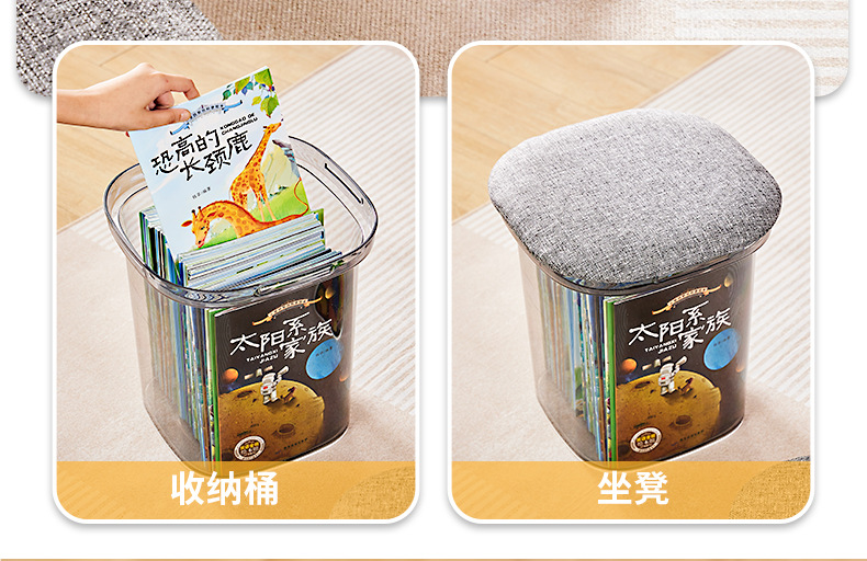 储物凳收纳凳塑料透明收纳箱家用凳子玩具收纳整理多功能换鞋凳详情7