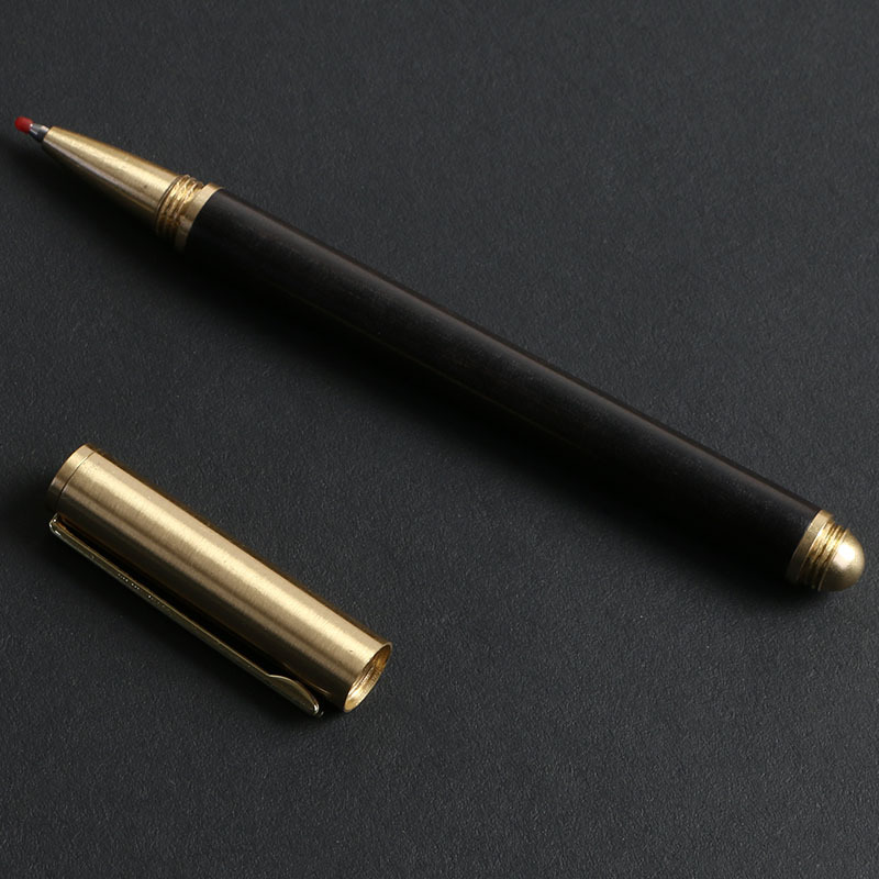 Wooden business pearl signature pen, brass solid wood pen clip, gel pen, LOGO printed, laser customized signature pen pic 31