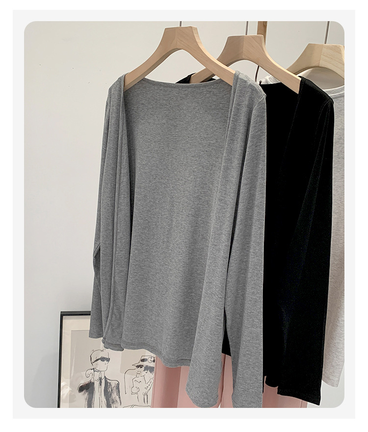 温柔风韩版灰色针织开衫女春秋季宽松休闲防晒打底衫外套长袖上衣详情7