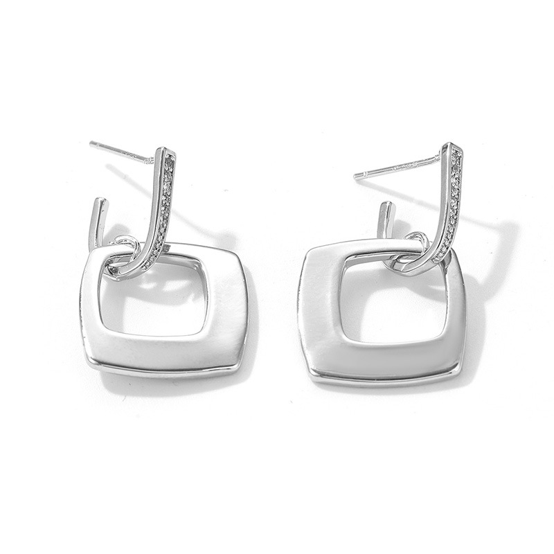 Zircon earrings for women, with a light and luxurious style, are hollowed-out earrings that are fashionable, simple, cold and high-end. They are versatile and feature a niche design of stud earrings pic 15