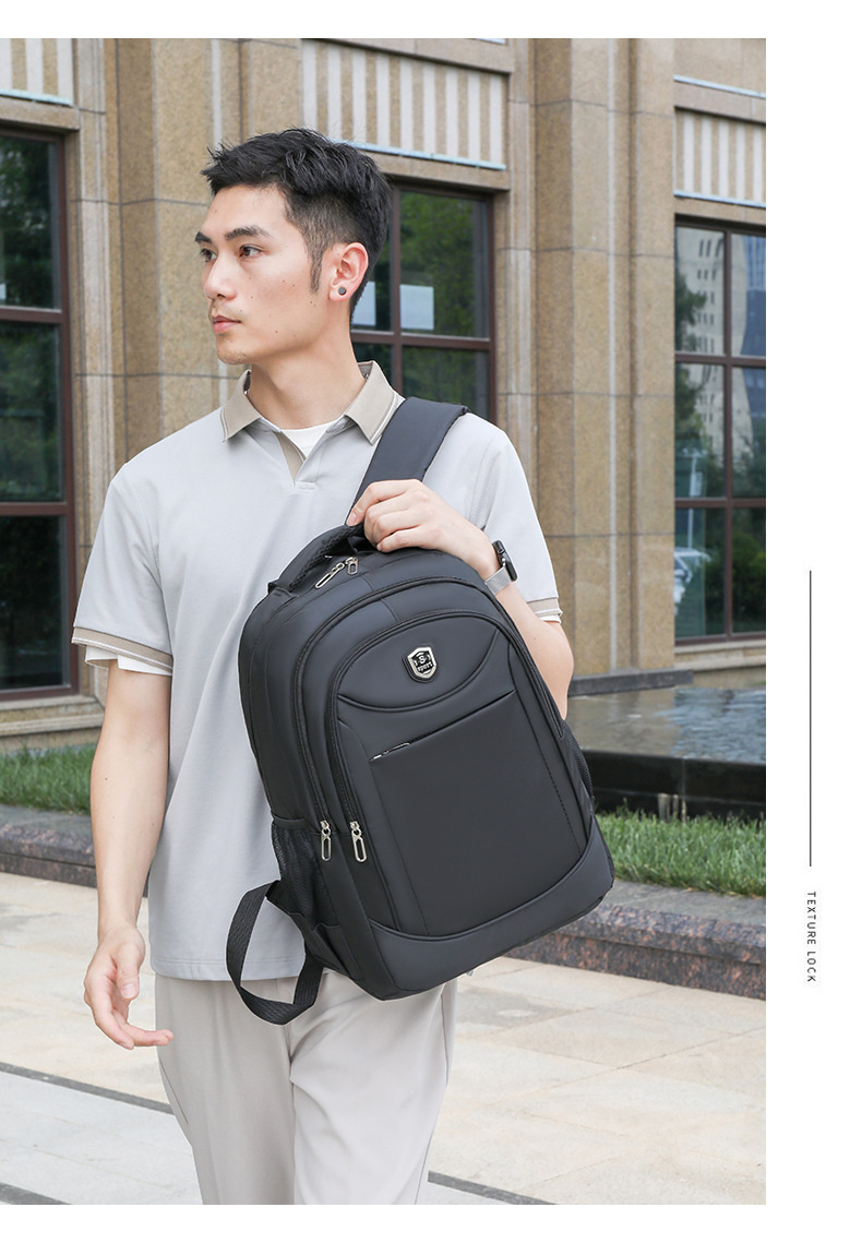 简约商务双肩包男士出行百搭多层旅行背包初高中学生多功能电脑包详情27
