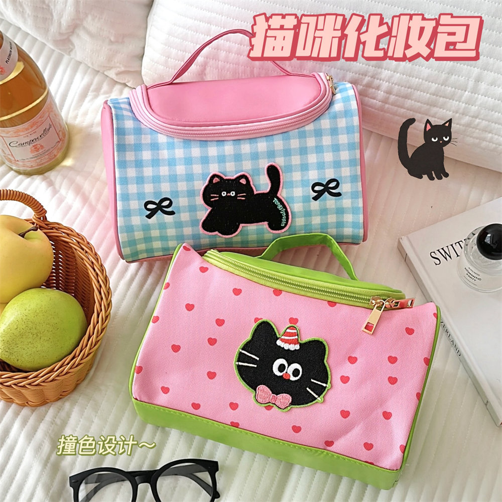 腾亿原创可爱卡通小猫手提化妆包少女便携大容量化妆品收纳包新款详情40