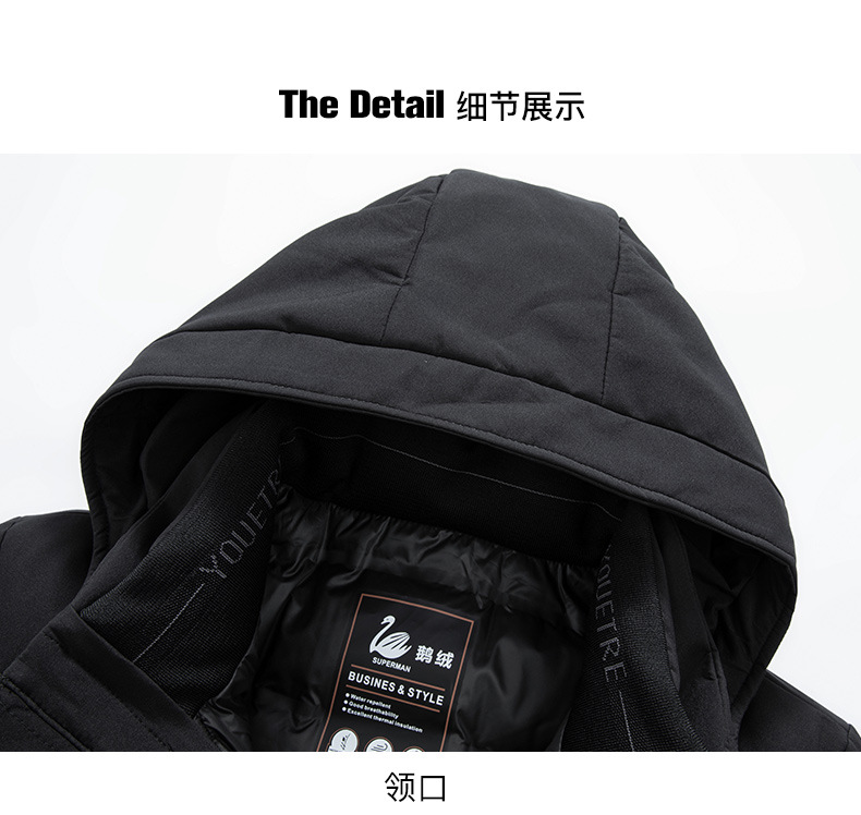 可脱卸内胆鹅绒服男士冬季保暖连帽商务休闲三合一羽绒服男Y2207详情17