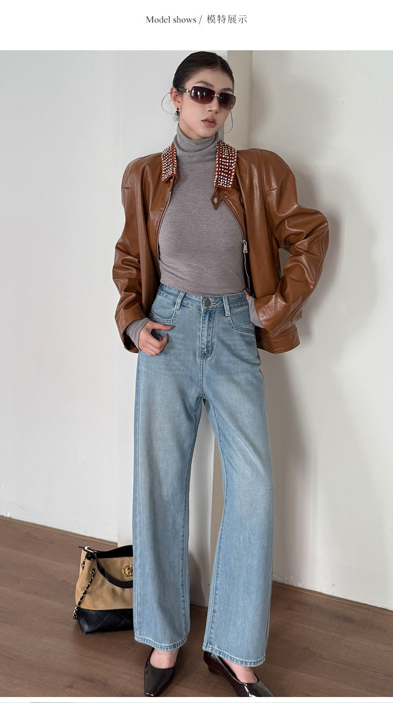 云长 天丝莱赛尔棉牛仔裤女2025秋季新款直筒裤子休闲长裤 K0007详情17