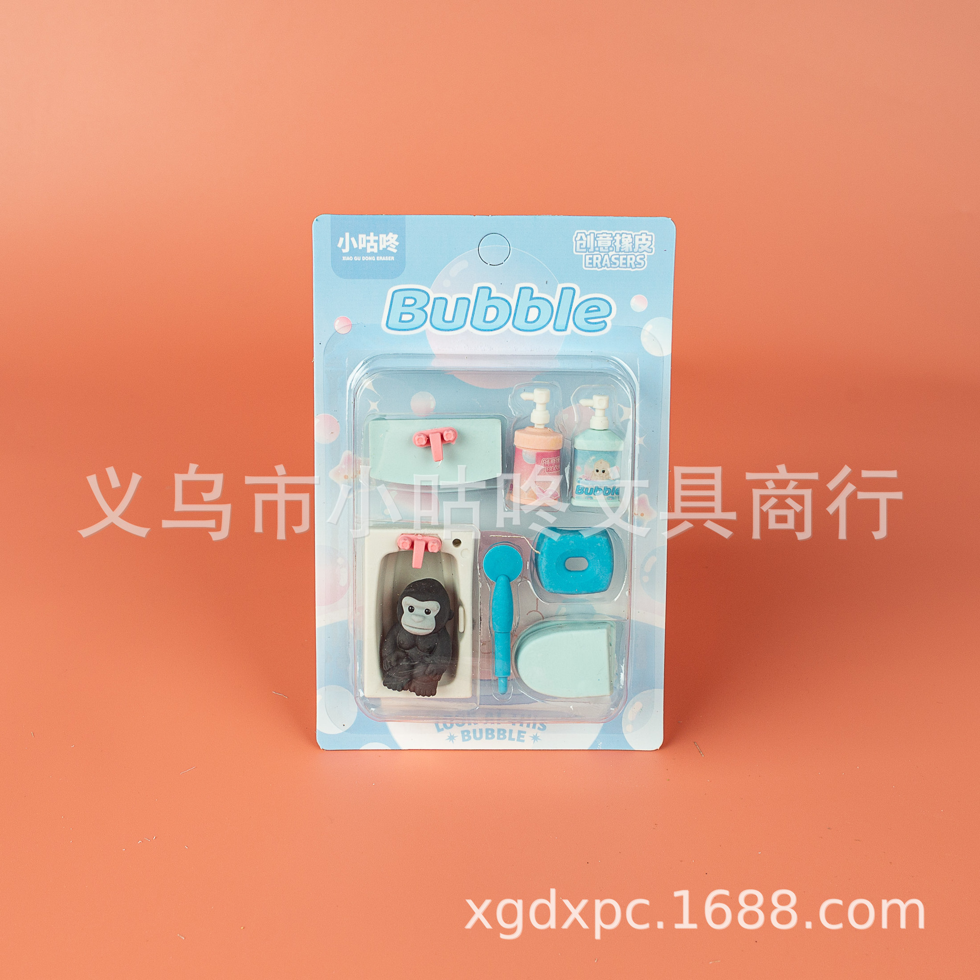 xgd-2408卡通浴室沐浴露洗发水泡澡桶小板凳花洒浴室系列套装橡皮详情20