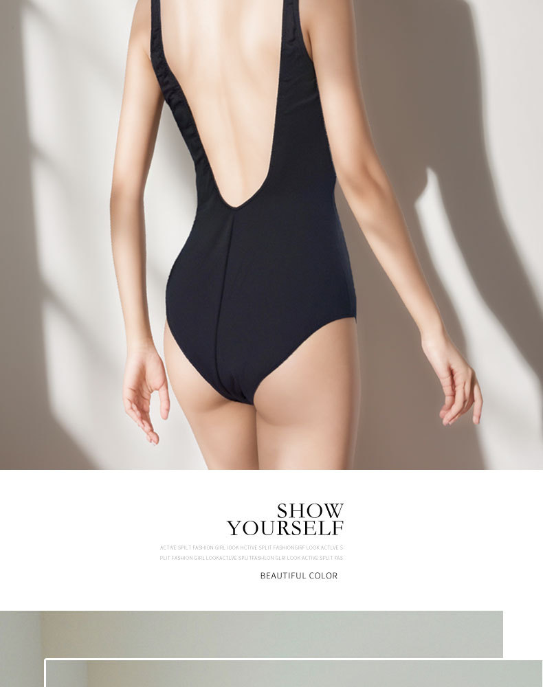 The 2025 new one-piece swimsuit hides the flesh and makes one look slimmer. The chest gathers a sense of sophistication. Backless one-piece triangular swimsuit for women -125127 pic 13