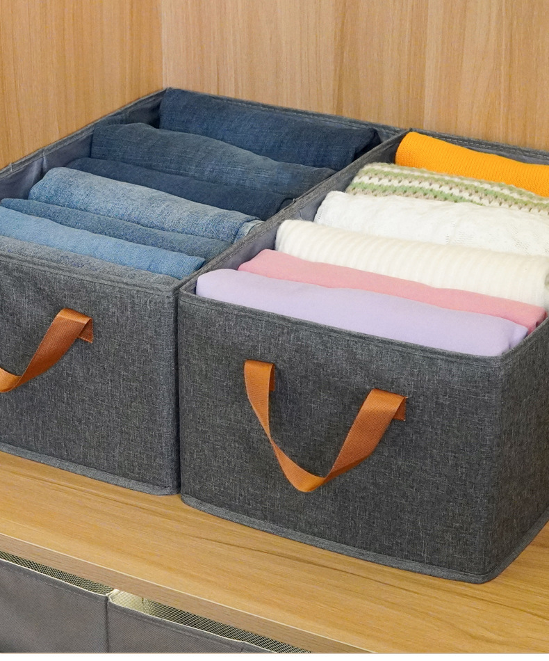Folding storage box, water-washing storage basket, large-capacity hand-held storage basket, wardrobe, clothes and pants sorting box, storage pic 25