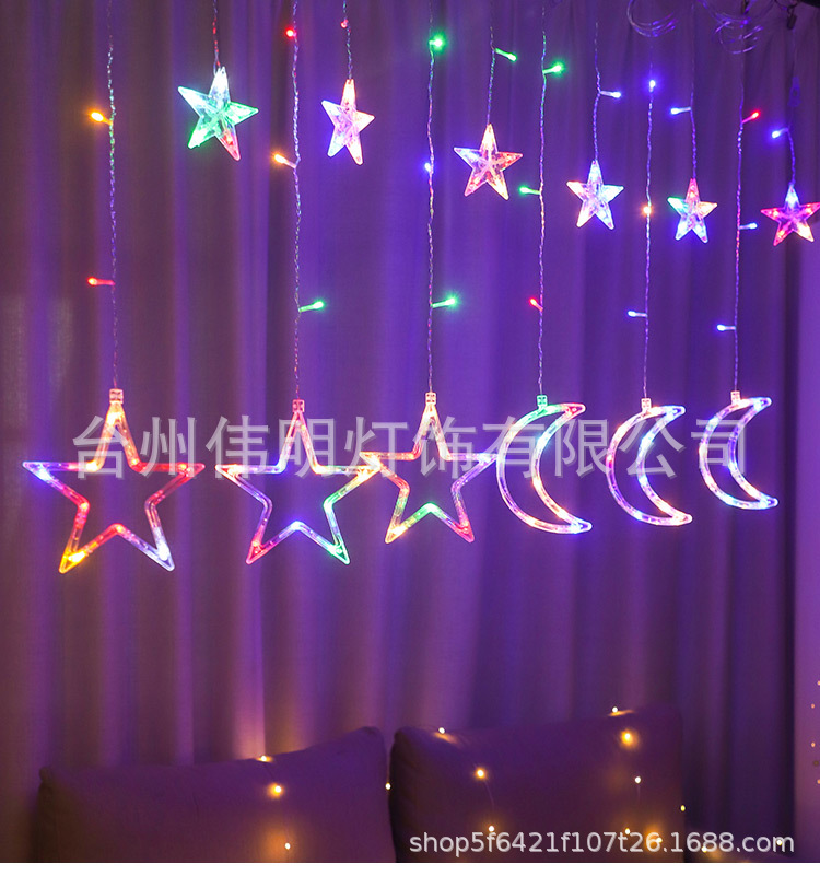 LED星月窗帘灯星星灯节日房间客厅布置装饰灯户外防水冰条灯串灯详情6