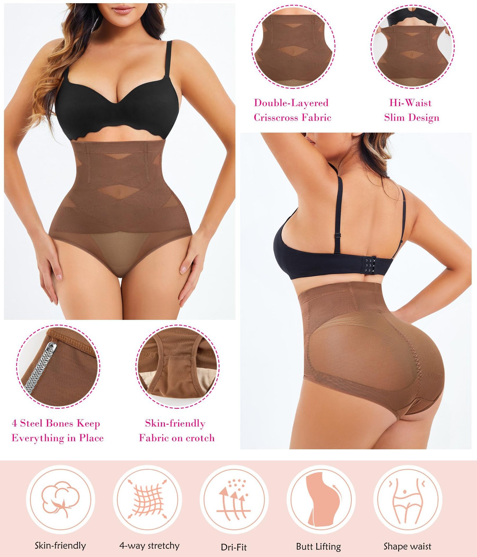 亚马逊薄款美体塑形连体衣提臀收腰收腹内裤女无痕性感塑身束腰裤详情9