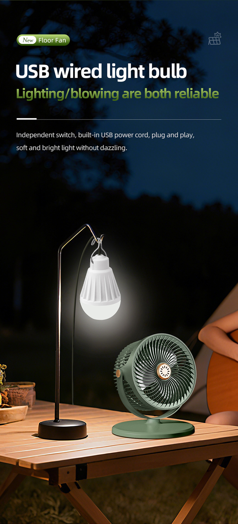 新款家用露营可伸缩落地扇USB桌面大风力循环扇办公室台式立式电详情9