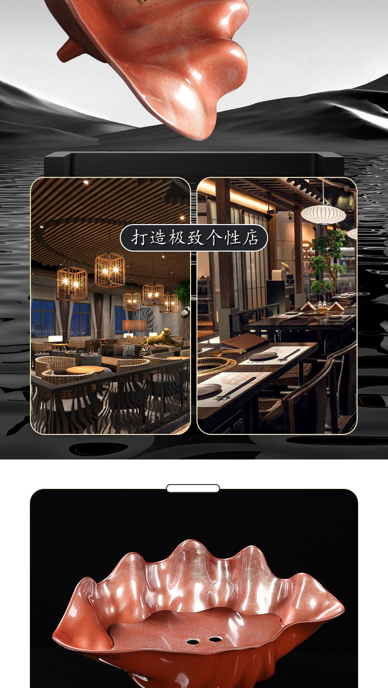 Melamine tableware, seafood, salmon, sashimi plates, Japanese cuisine, dry ice plates, commercial decorative plating, wholesale pic 4