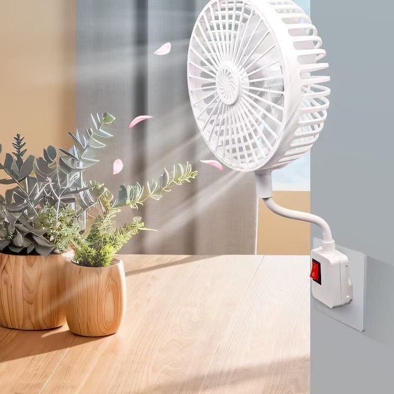 A large three-plug integrated socket small fan with a cover, a small mini cyclone fan specially designed for kitchens and bathrooms pic 8