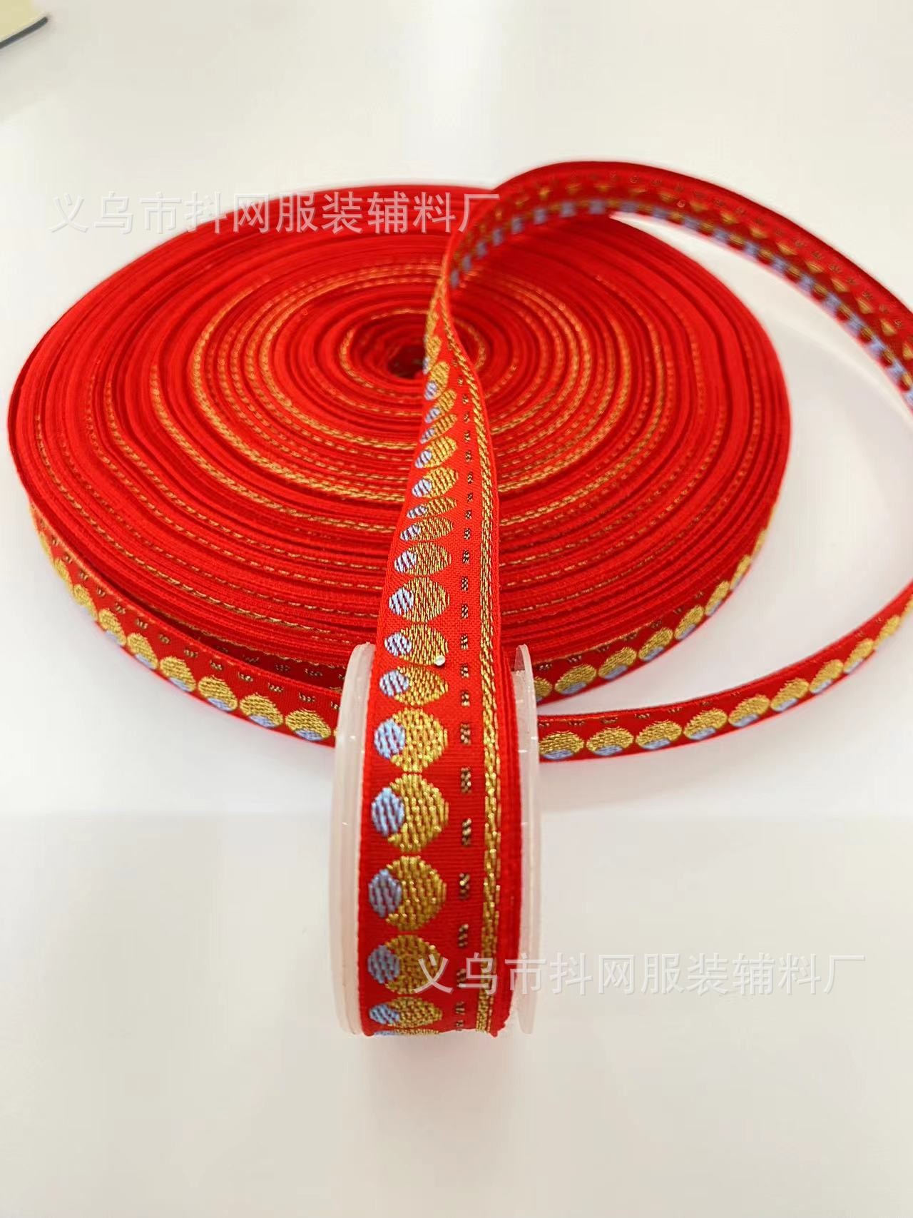 1.0-1.7厘米大红色中国风喜庆织带蝴蝶结少数民族服装辅料批发详情66