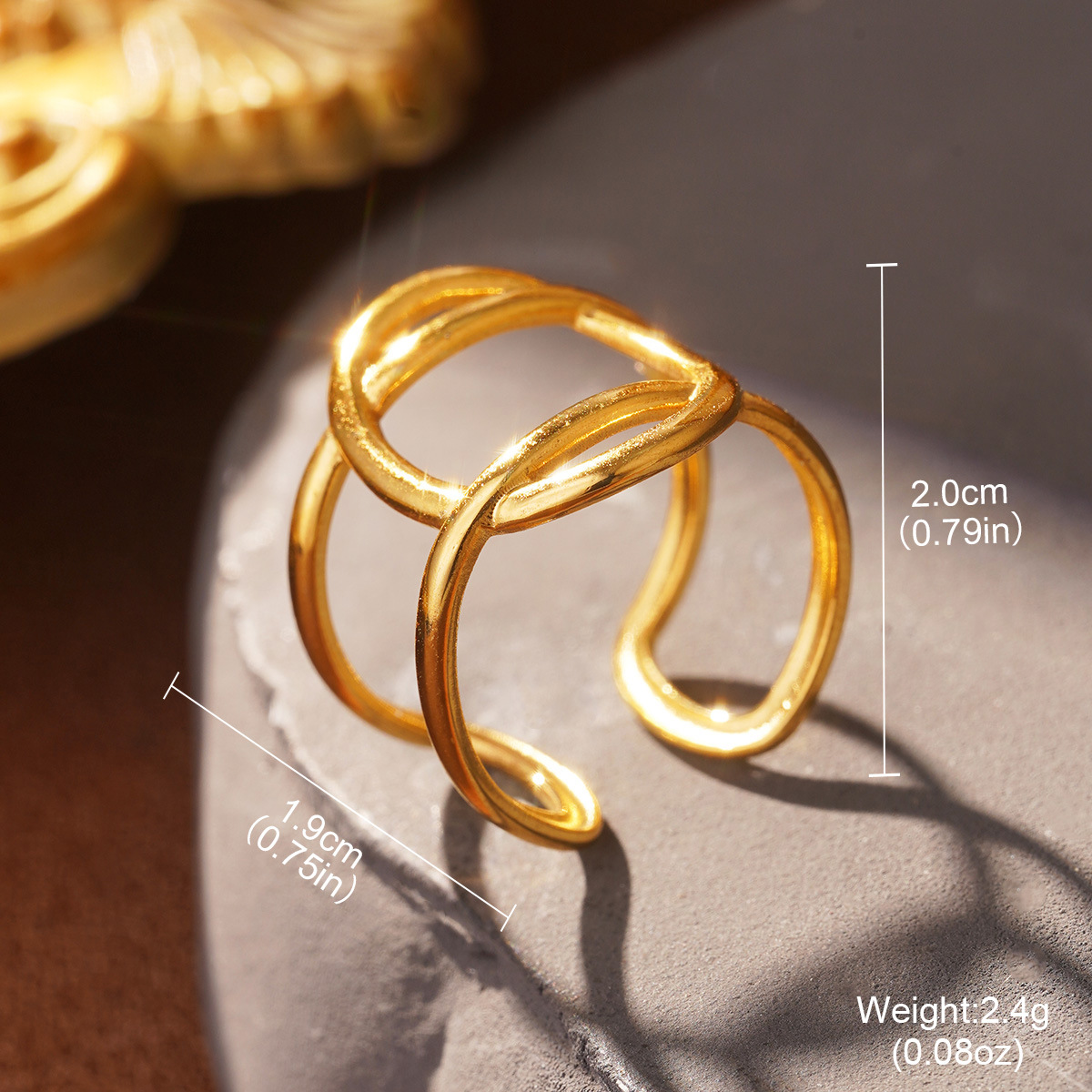 Retro European and American geometric stainless steel ring, non-fading shell geometric shape, fashionable and simple titanium steel index finger ring pic 50