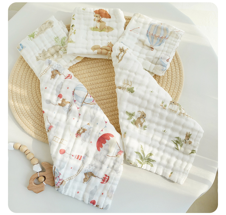 六层泡泡纱新生儿纱布口水巾儿童小毛巾宝宝洗脸巾洗手帕婴儿方巾详情27