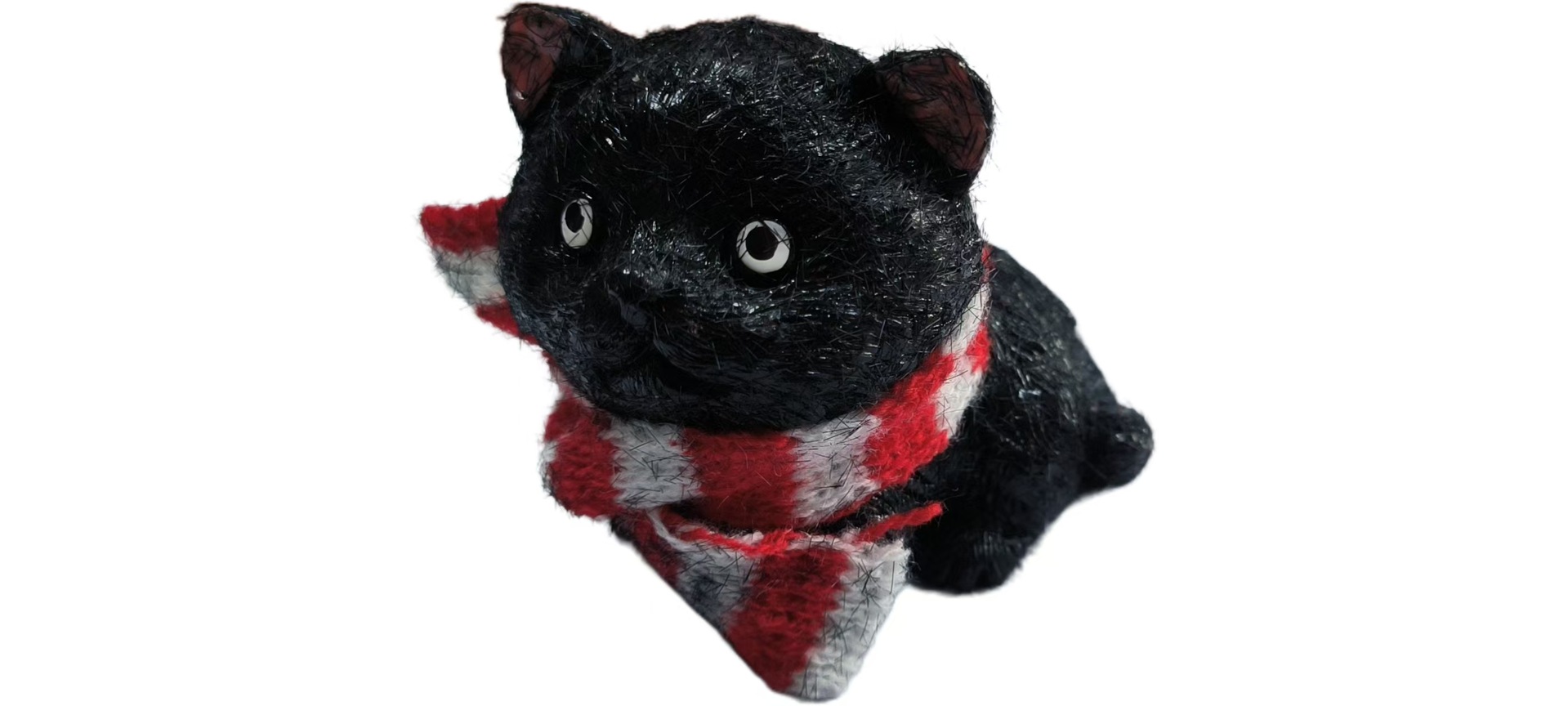 直销TPR软胶毛绒实心小猫捏捏乐黑猫白猫萌宠大团子卡通减压玩具详情1