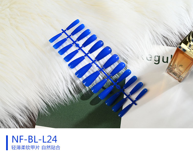 The long ballet nail with solid color and glossy oil from Europe and America, the mid-length trapezoidal nail art piece, and the false nails are exquisite and simple pic 24