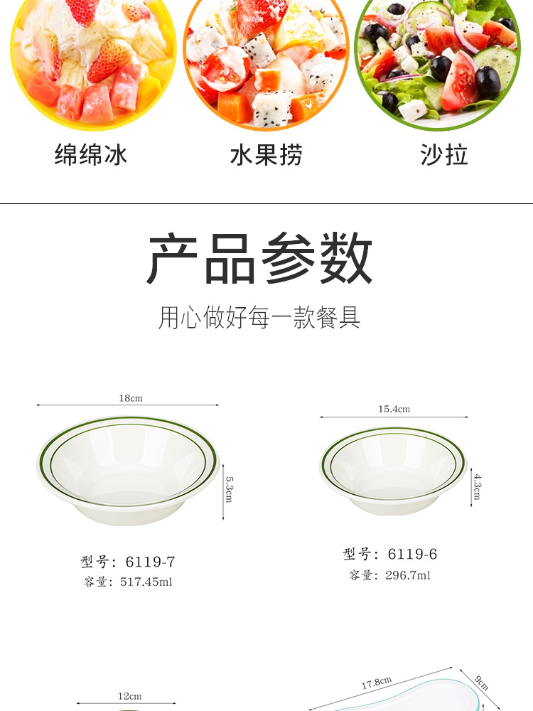 Melamine imitation porcelain tableware, dessert bowls, sugar water bowls, commercial creative shaved ice, fluffy ice bowls, fruit ice cream and ice cream bowls pic 5