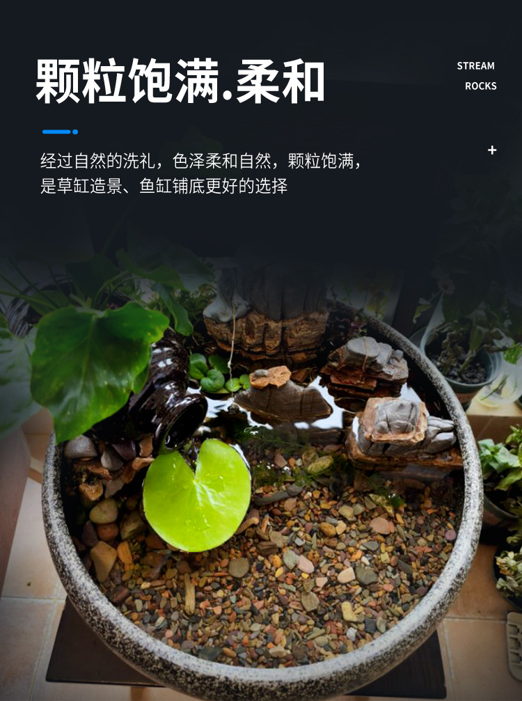 原生鱼缸造景底砂溪流石水草龟缸雷龙鱼草南美缸装饰铺底  溪流砂详情6