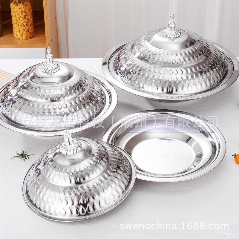 跨境出口中东非洲金色复古酒店用加厚加深印花带盖水滴盖盘批发详情11