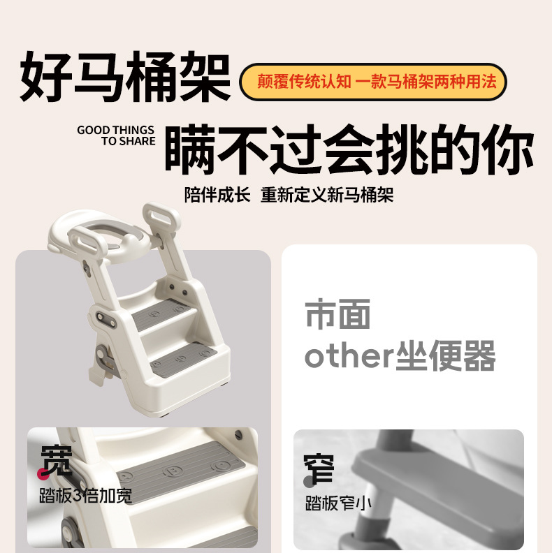 小沐马儿童马桶坐便器圈楼梯式男小孩女宝宝上厕所辅助阶梯踩脚凳详情3