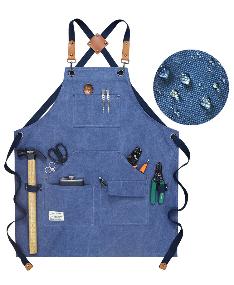 【持嘉】跨境加厚帆布多口袋工匠园艺工作服围裙烧烤汽修师机械师详情2