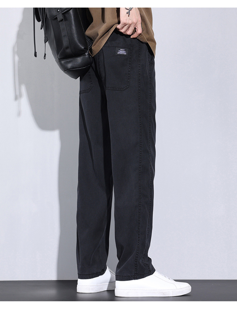 啄木鸟冰丝休闲裤子男士夏季薄款潮牌宽松天丝柔软牛仔五分长裤详情27