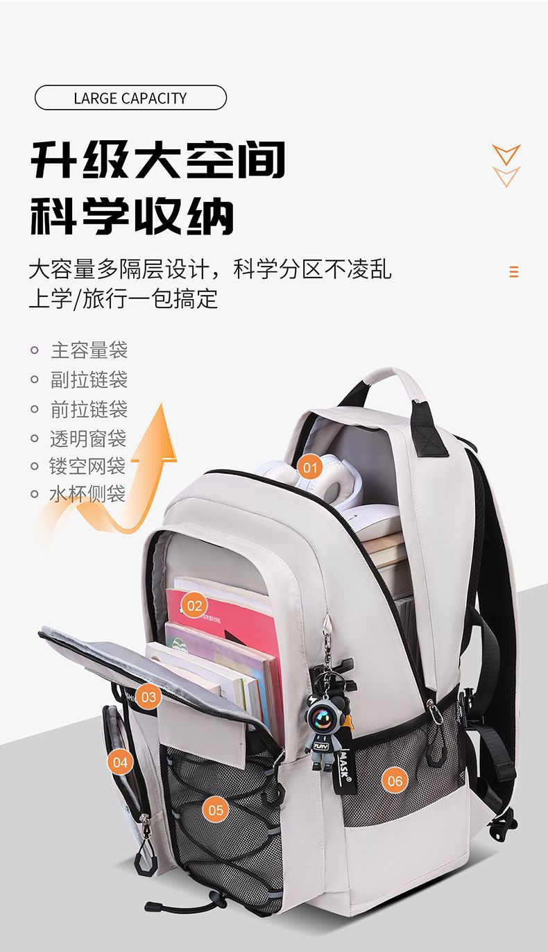 2024新款跨境商贸男小初中学生书包高中大容量减负护脊双肩包批发详情11
