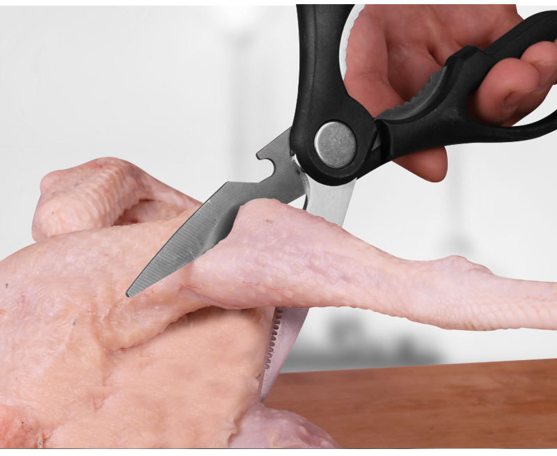 阳江厂家家用方便厨房剪刀烤肉锋利不锈钢剪子辅食多功能剪刀批发详情9