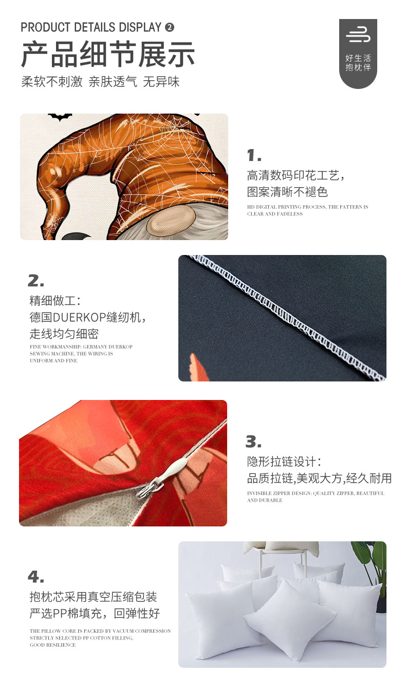 Halloween letter-printed pillowcase, polyester cross-border home decoration sofa cushion cover, living room and bedroom pillow cover pic 12